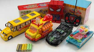 Unboxing Rc Highspeed Sports Car Electric School Bus Tank Ice Cream Swing Car Dancing Robot