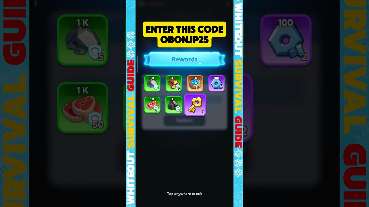 Whiteout Survival New Redeem Code Obonjp25 Shorts