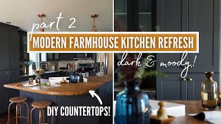 *Dark & Moody* Modern Farmhouse Kitchen Makeover! | PART 2 | DIY Danie