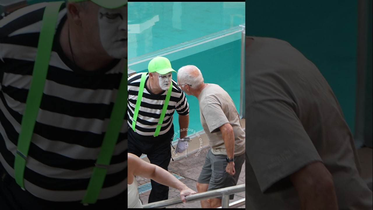 Tom o mímico e este senhor ficaram se encarando 😬🫣😂🤣 #tomthemime #seaworldmime