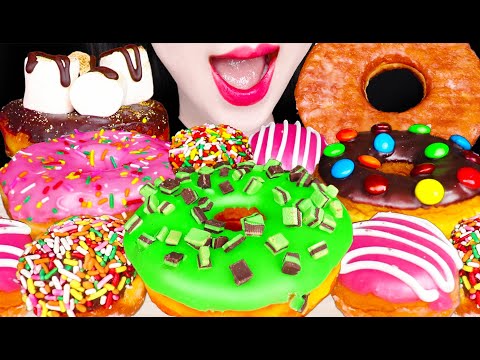 ASMR RANDY&amp;#39;S DONUTS S&amp;#39;MORES M&amp;amp;M&amp;#39;S PINK <strong>랜디스</strong> 도넛 먹방 MUKBANG