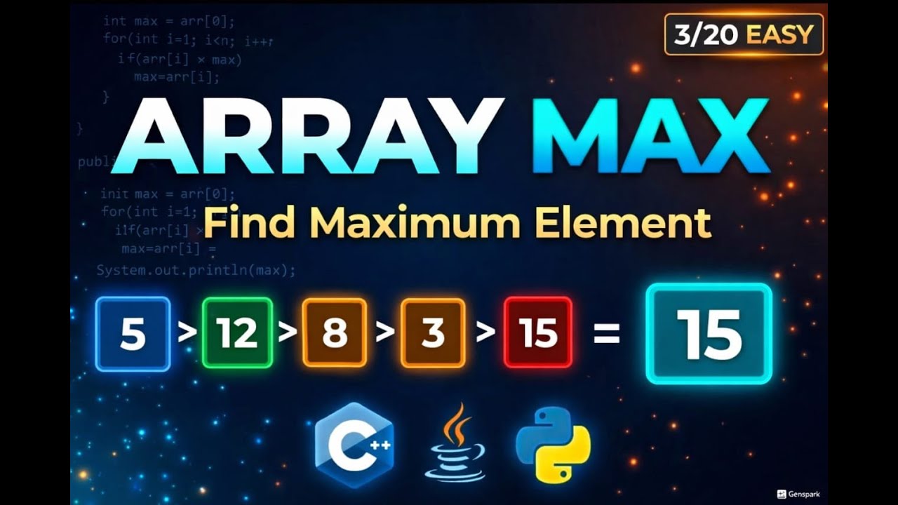 Find Maximum Element in an Array | C++ Java Python | Easy Array ...