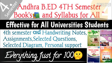 Andhra B.Ed 4TH Semester Syllabus For All Universities Of Andhra Pradesh