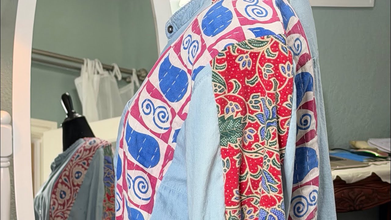 Upcycling Womens Clothing - Scrap buster upsize denim shirt