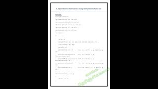 CS3271 –C Programming Laboratory Arithmetic Operations using User Defined Function in C