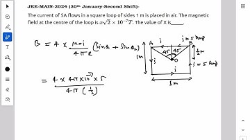 The current of 5A flows in a square loop of sides 1 m is placed in air. The magnetic #jeeproblems 