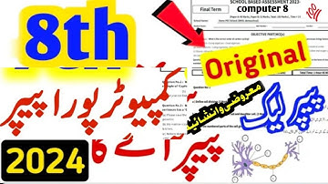 Class 8 Computer P-1 Paper Annual Term School Based Assessment 2024 | 3rd Term paper 8 Class