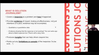 Intro to Solutions Journalism