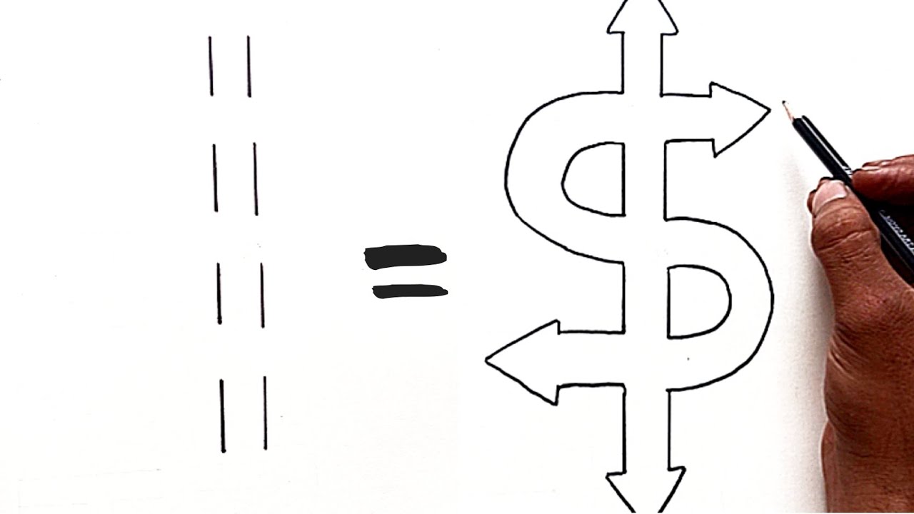 How to Draw Dollar $ With 8 Line ️ Step by Step Easy Drawing.Try this ...