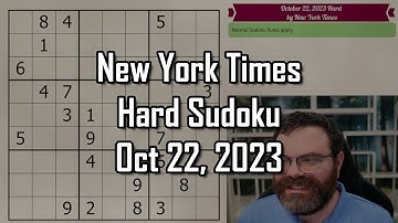 NYT Hard Sudoku Walkthrough | October 22, 2023