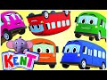 Five Little Buses Jumping On The Road Song + More Nursery Rhymes and Kids Songs - Kent The Elephant