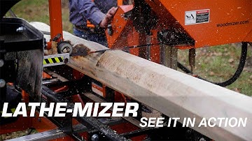 Lathe-Mizer Log Lathe Sawmill Attachment In Action | Wood-Mizer