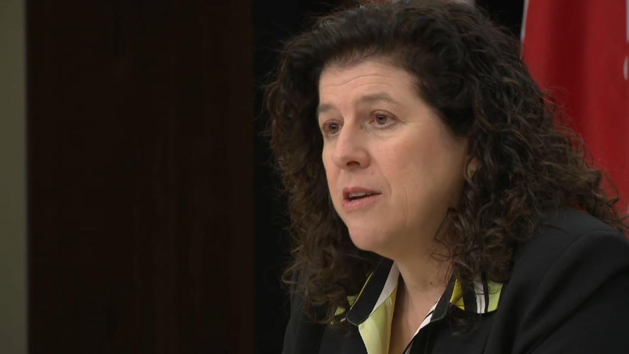 Auditor General Karen Hogan holds a news conference on her latest
