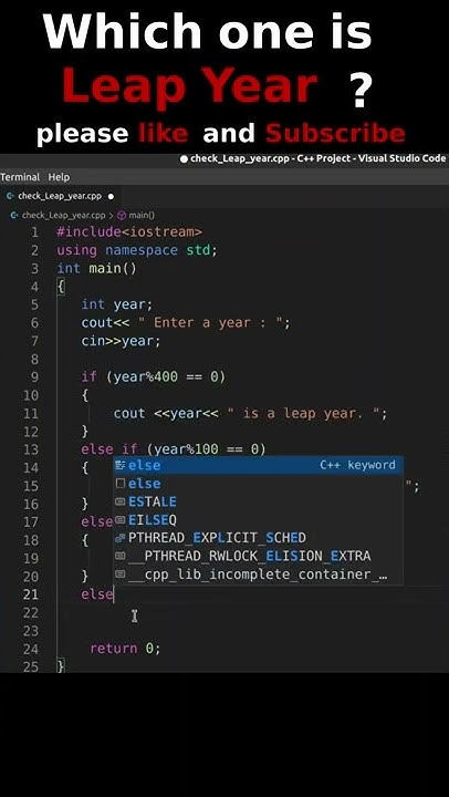 Program to check Leap Year in C++ | Check Leap Year Using if...else ...