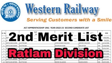 Western Railway Apprentice 2nd Merit List | Ratlam Division Second merit list | Ssc video zone