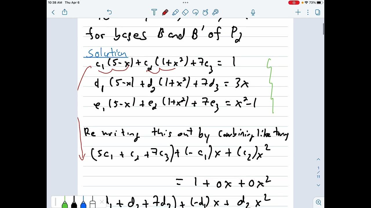 Transition Matrix, part 2 (linear algebra). YouTube
