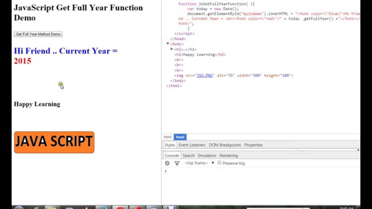 Tamil how to get year in javascript demo youtube