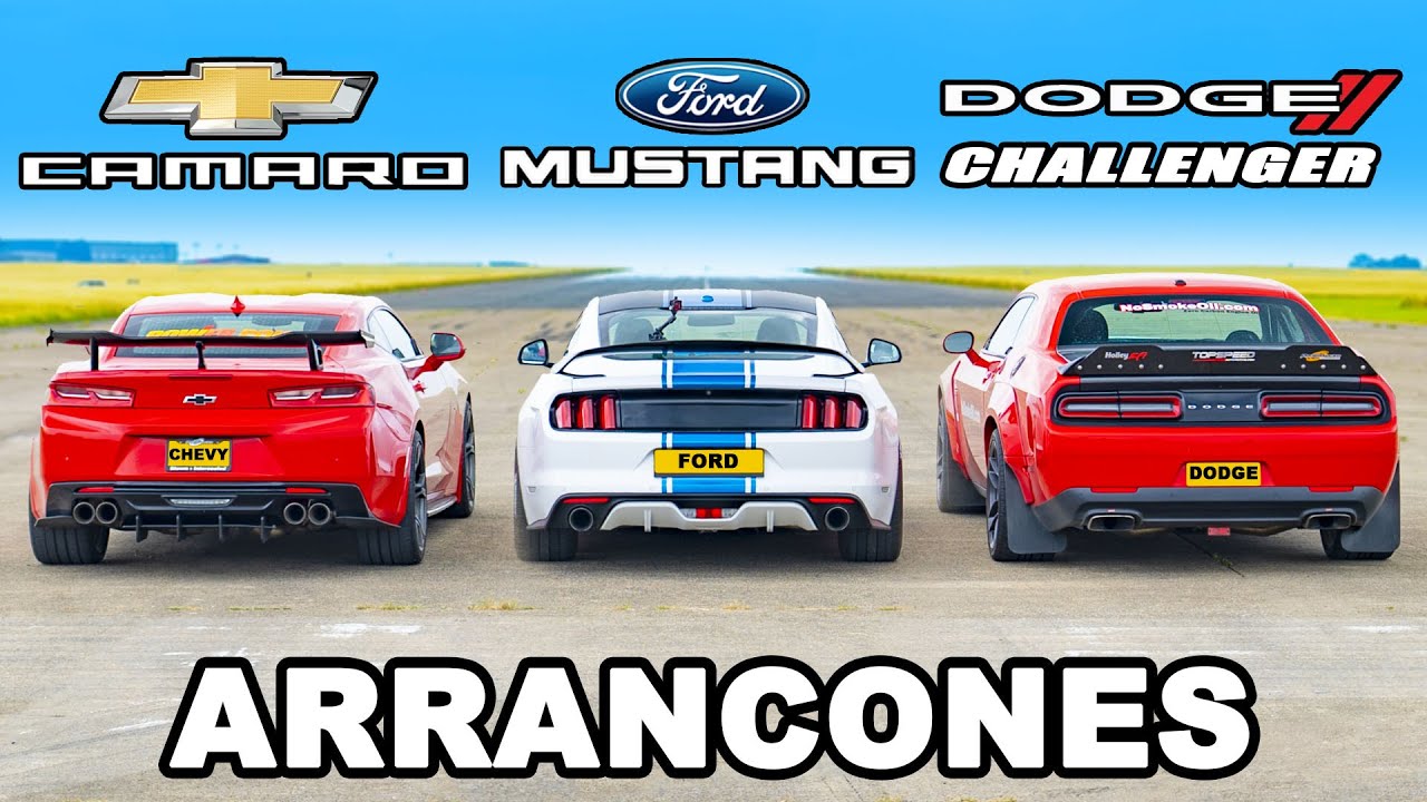 Ford Mustang King Cobra vs Chevy Camaro vs Dodge Challenger SRT: ARRANCONES  - YouTube