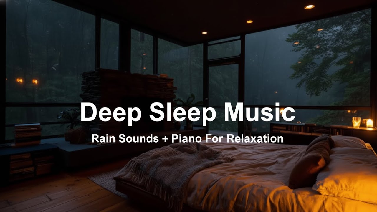 Sleep Music with Rain Sounds in the Warm Bedroom - Stress Relief, Peaceful Piano On Rainy Day