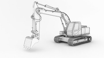 3DS MAX VRAY Wireframe Render VRAY Wireframe Material 3D Excavator #Wireframe