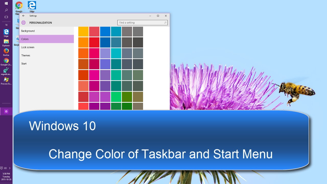 change color of taskbar windows 10