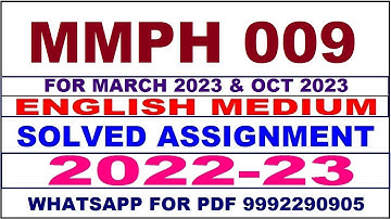 mmph 9 solved assignment 2022-23 | mmph 9 solved assignment in english 2022-2023 | mmph 9 2023
