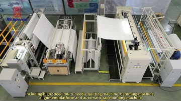 Multi-needle quilting + edges trimming sewing + tape binding fully automatic quilts production line