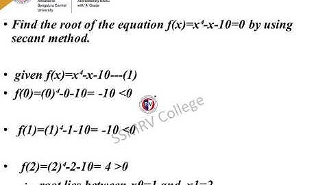SSMRV Video Lectures-NSM-Secant method