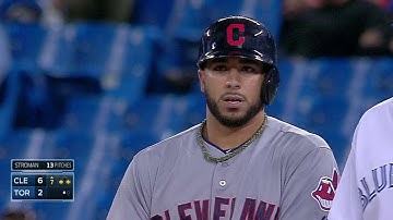 Aviles sends an RBI single up the middle