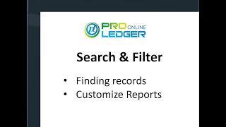 Search & Filter - Pro Ledger Online