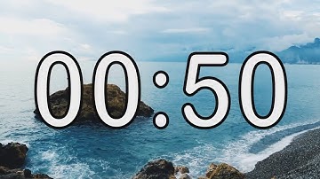 50 second timer with Calm and Soft Music and sea wave cinematic background