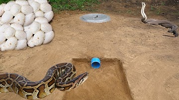 Easy Snake Trap - Build Deep Hole Underground Using PVC Pipe & Aluminum Pot Lid To Catch Snake