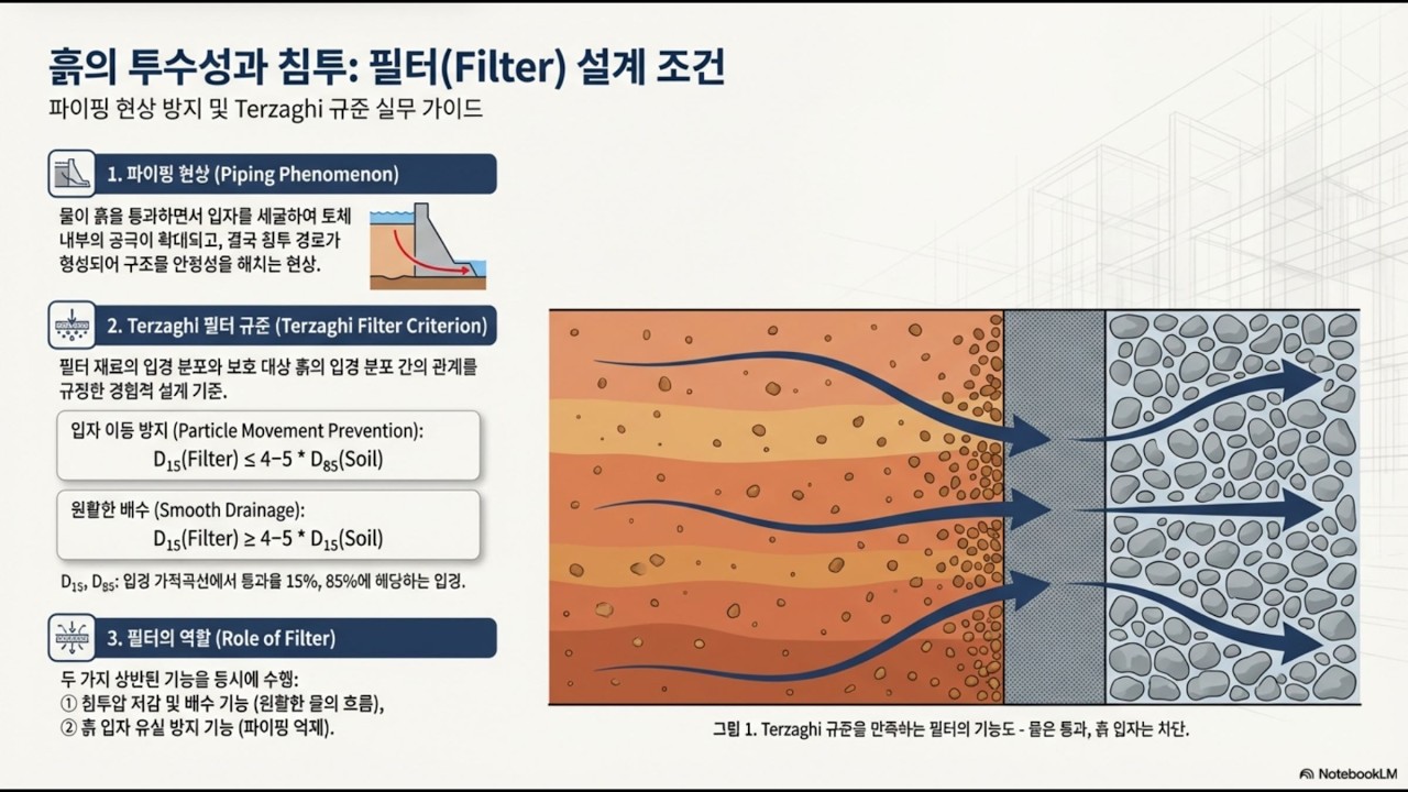 필터 설계 조건(파이핑 방지)