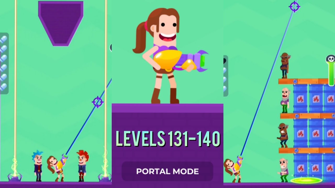Hitmasters Portal mode (levels 131-140 walkthrough) skin Girl / level boss error / android ios game