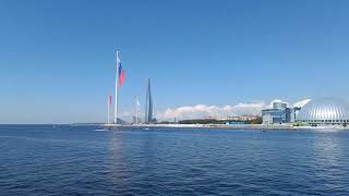 Krestovskiy island, Saint Petersburg, Russia, 12 August 2023 (2) - View to Lakhta Center