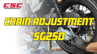 Chain Adjustment  and 16 Tooth Front Sprocket Installation