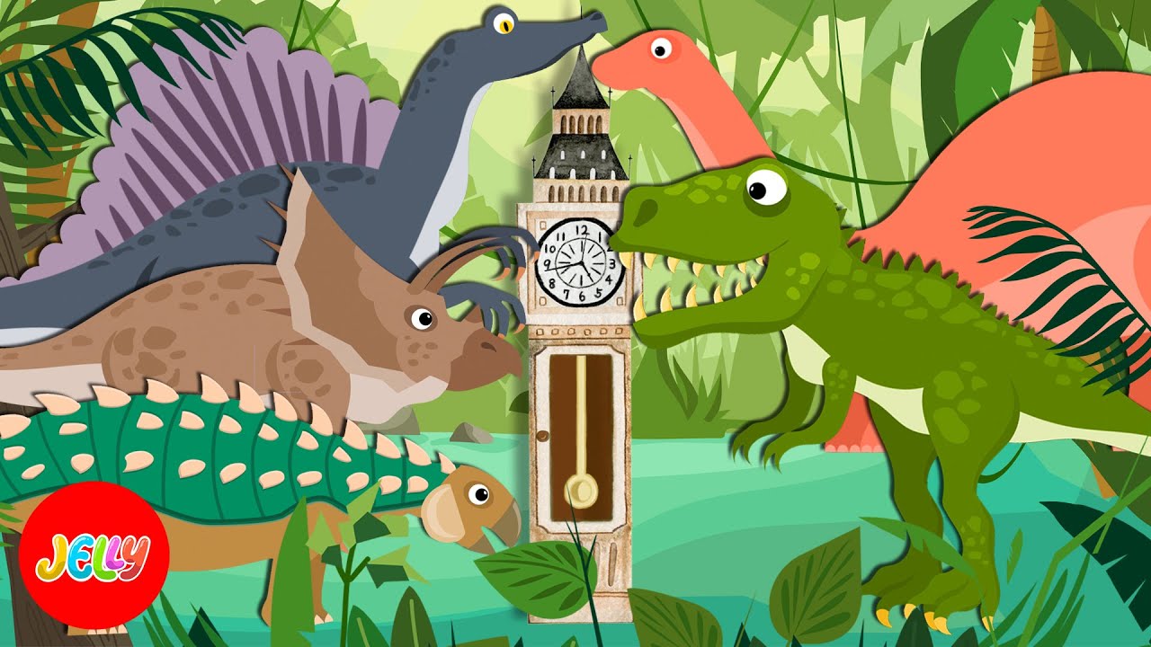 Hickory Dickory Dock Nursery Rhyme Dinosaur | Learn and Sing with Dinosaurs | Jungle Dinosaurs