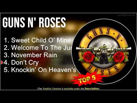 Guns N' Roses ~ Top 5 Greatest Hits ~ Sweet Child O Mine, Welcome To The Jungle, November Rain,