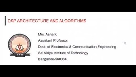 DSP Building Blocks DSPAA M2 C2