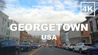 Georgetown, Washington D.C. USA | POV Sunset City Virtual Driving Tour 4K