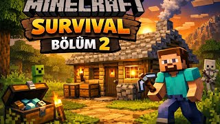 Minecraft survival #2 | küçük ev yaptım! (Başlangıç evi 🏠)