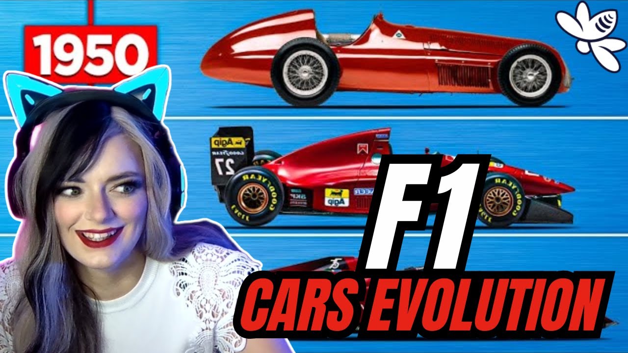 Реакция на эволюцию болидов Формулы-1 (1950–2023) | Girl React
