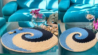 raging waves, mesmerizing ● round napkin or crochet carpet ● camel pattern ● crochet