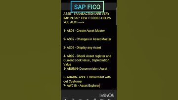 Very Important Asset Accounting SAP T CODES #shorts #shortsvideo #shortsviral #sap #erp