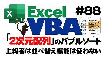 中級講座エクセルVBA（マクロ）#88　【２次元配列】のバブルソート入門