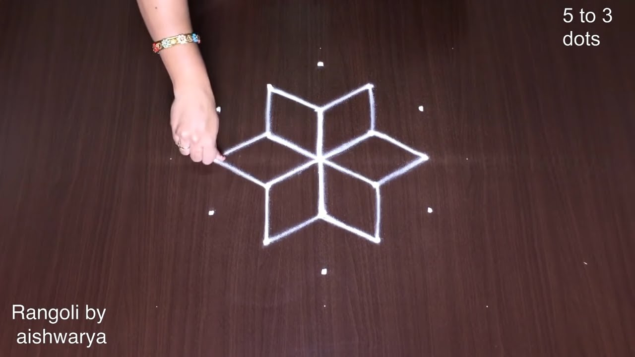 How to Draw Small Kolam 5 Dots