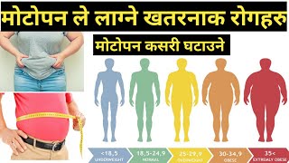 मोटोपन घटाउने उपायहरु र मोटोपनबाट लाग्ने रोगहरु Causes and symptoms of obesity || Nepali Health Tips