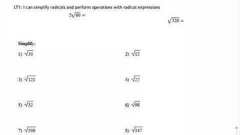 7.1 Simplifying Radicals Video 2