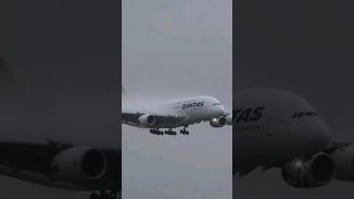 Giant A380 makes a smooth, watery landing in stormy weather #A380