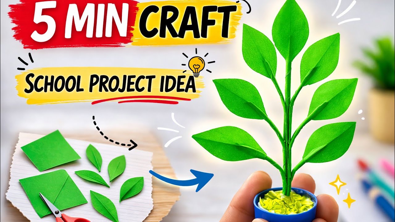 5 Min Paper Plant Craft 🌿 | Easy School Project Idea